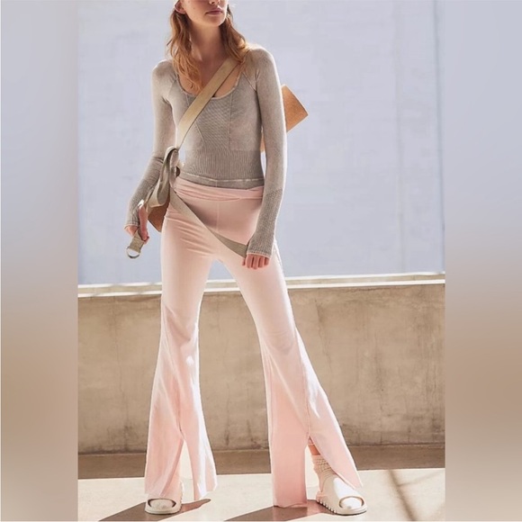 Free People Pants - FREE PEOPLE Movement Womens Hot Shot Kick Flare Pants in Touch Of Pink